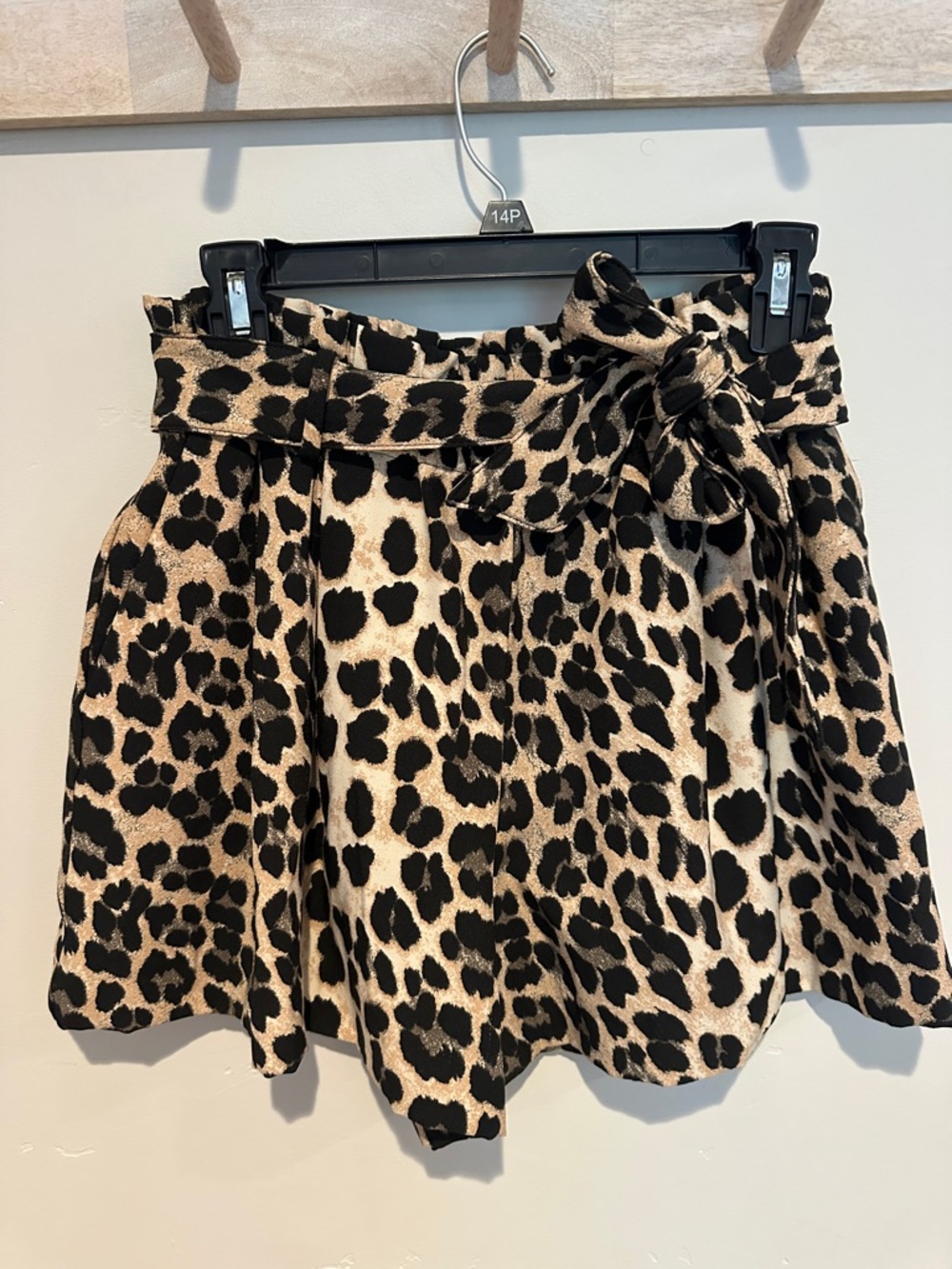 Leopard Print Tie-Waist Shorts- Black & Cream